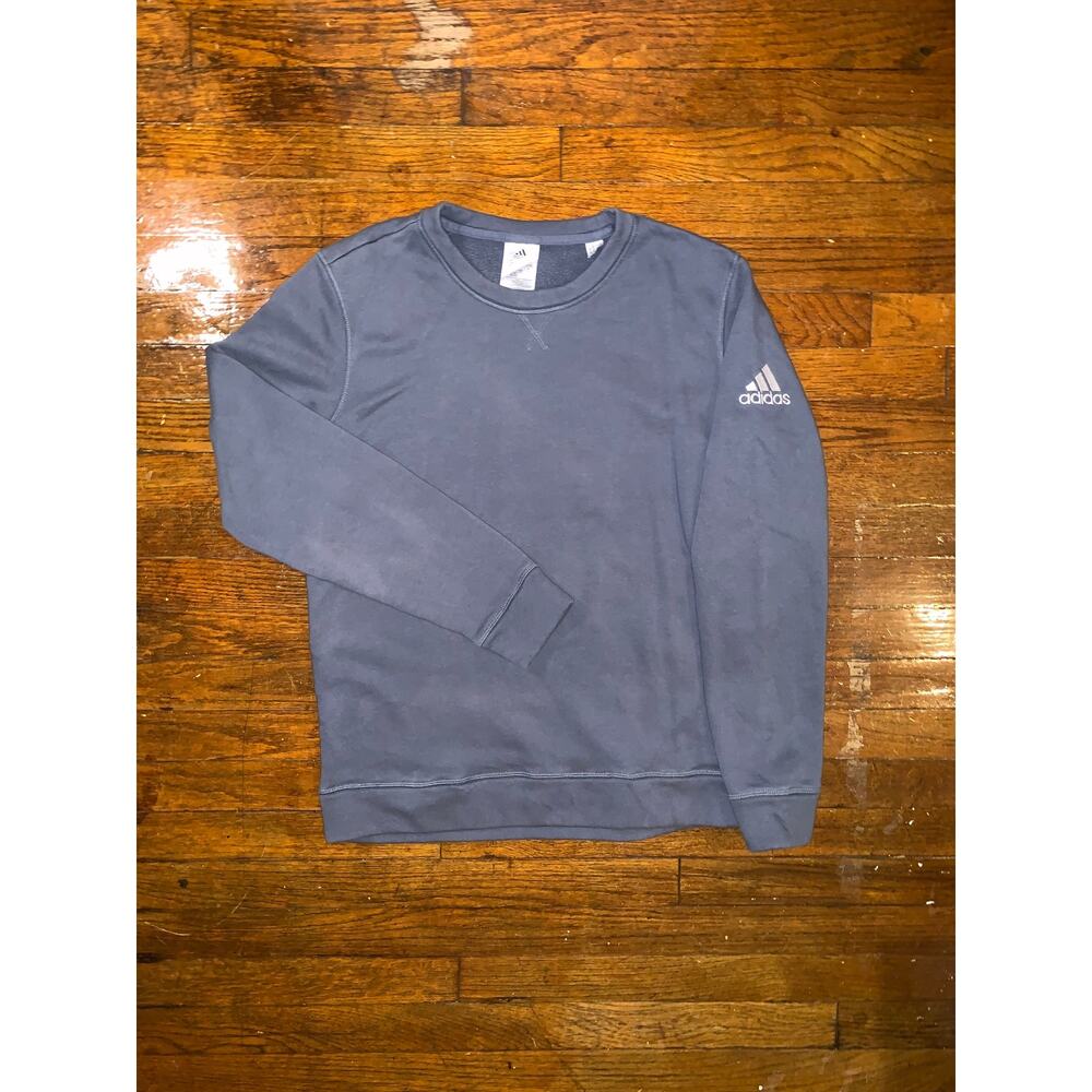 Adidas Youth XL Crewneck Sweatshirt Dark Gray Embroidered Sleeve Logo Pullover
